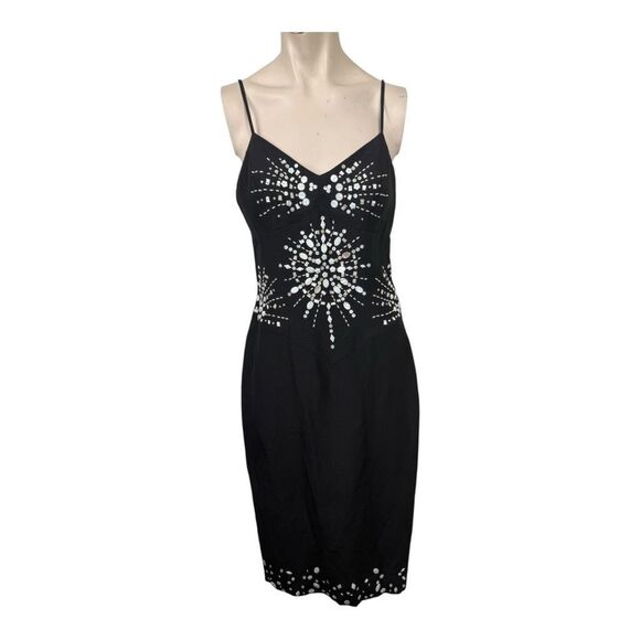 Sue Wong Black Silk-Blend Beaded Cocktail Dress – Size 4 - Picture 1 of 6